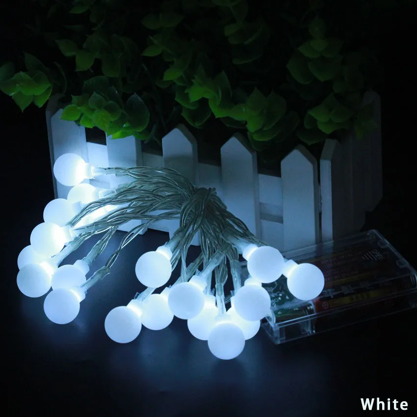 2M 3M 4M 5M 10M 20M LED Ball Fairy String ไฟในร่มกลางแจ้ง Garland ลูกแบตเตอรี่ Powered Party ตกแต่งคริสต์มาส