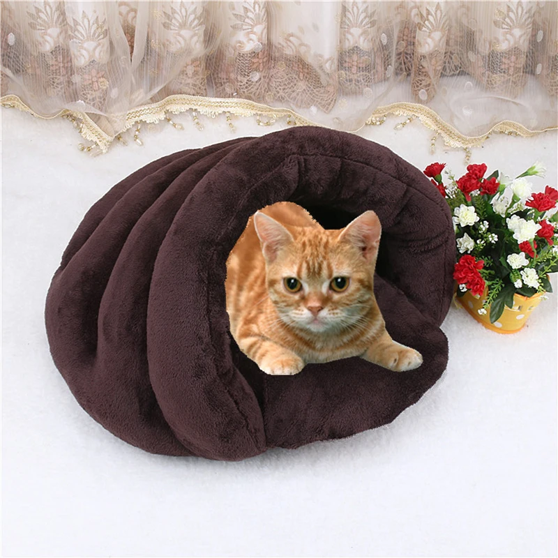 Winter Warm Triangular Pet Bed House Cat Bed Sleeping Bag Comfortable Cute High-Grade Velvet Mat For Cat Puppy Dog Pet Product