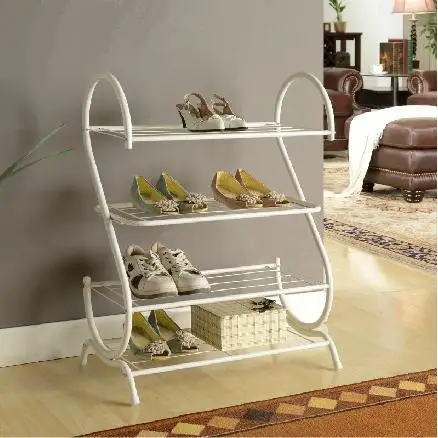 European fashion creative S-shaped white metal, wrought iron four multi-storage shoe rack