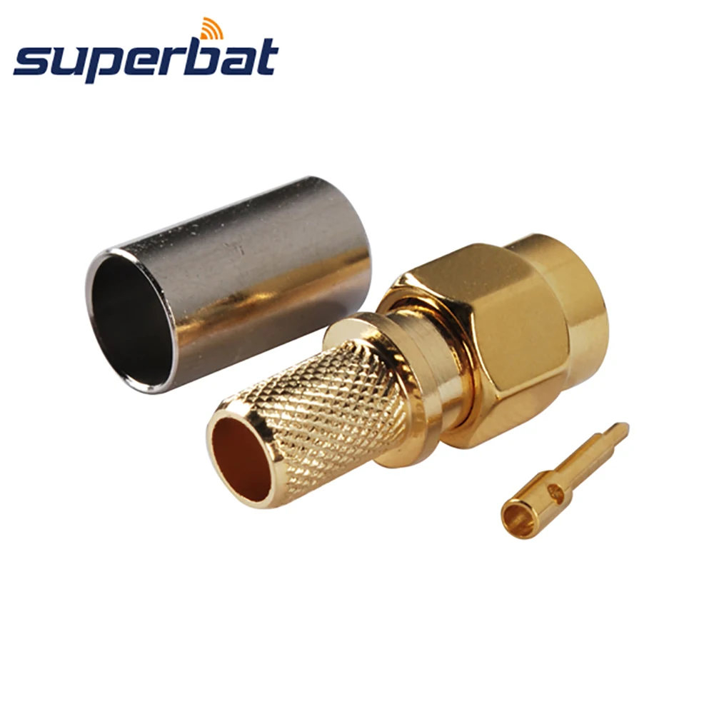 Superbat 50 ohm SMA Male Straight Crimp Attachment Cable Mount RF Coaxial Connector for Cable LMR240