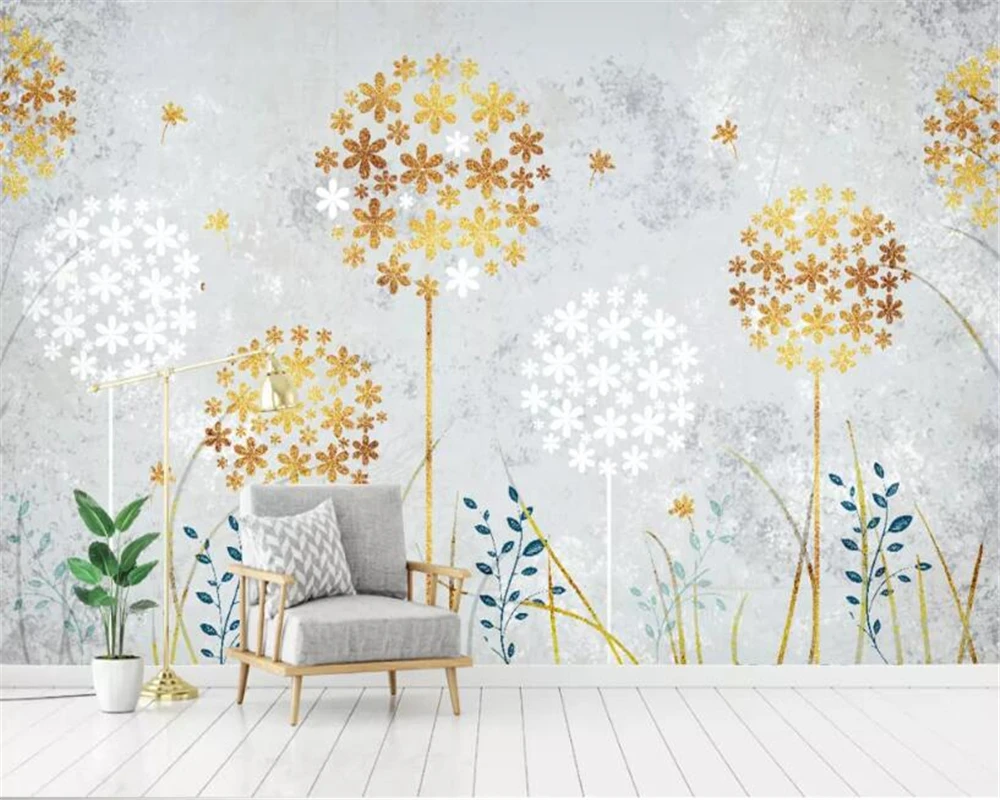 

Custom wallpaper mural 3d living room bedroo fashion abstract dandelion flower TV background wallpaper for walls 3 d