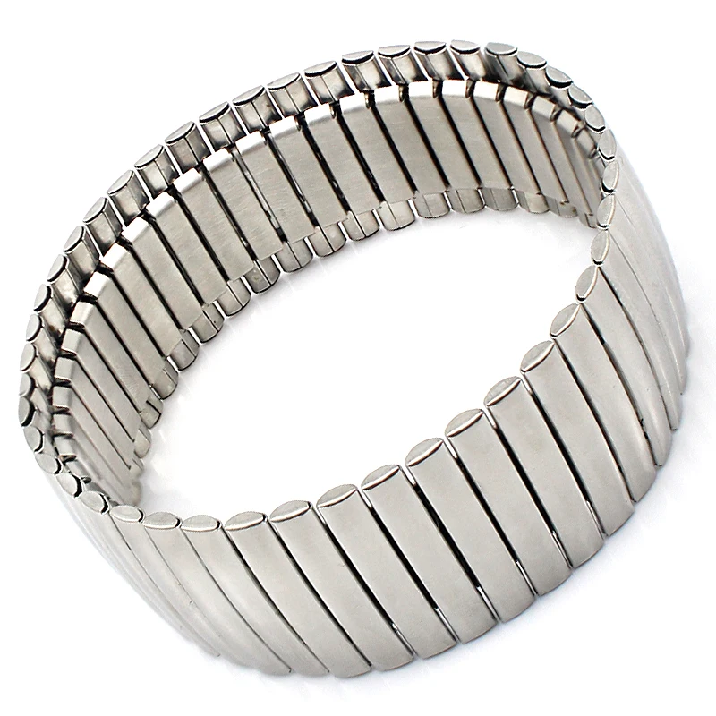 Stainless Steel Fashion Jewelry Bangle Bracelets Casual Women Mens Silver Color Wide Elastic Bracelets Wholesale