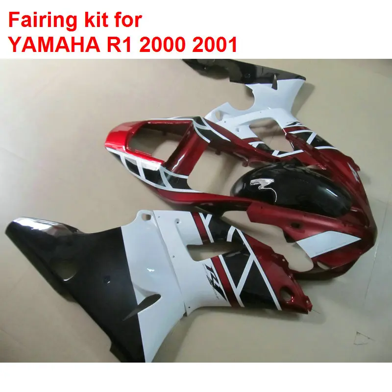 Top selling fairing kit for Yamaha YZF R1 00 01 red white black motorcycle fairings set YZFR1 2000 2001 BA36