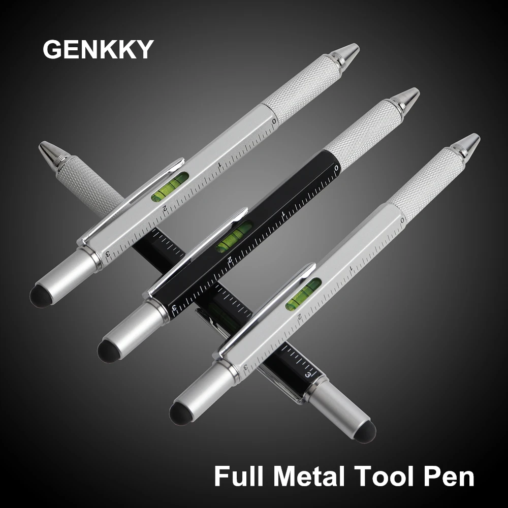 1PCS High Quality handheld tool technology screwdriver ruler Metal Ballpoint Pen multifunction touch the level of foot