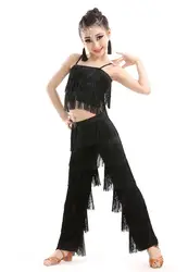 Samba nappa costumi da ballo latino ragazze Salsa sala da ballo Frangia trim danza Top e pantaloni costume Abito da ballo per adulti