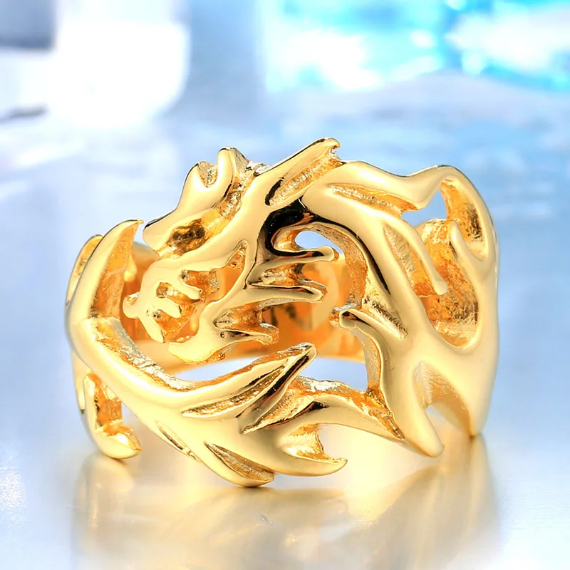 BEIER Fashion Jewelry Men\'s Cool Stainless Steel Gothic Wholes Dragon Body Ring For Man BR8-024