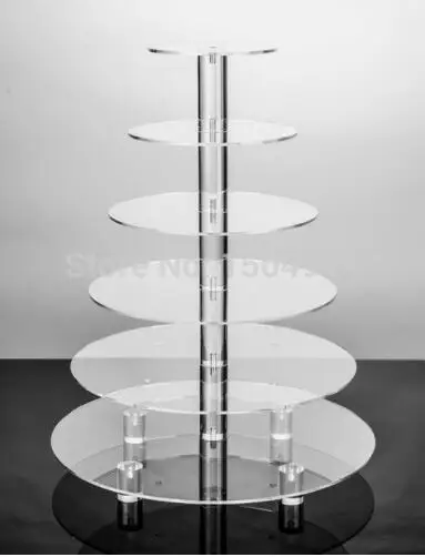 

Free Shiping Round 6 Tier clear Acrylic Cupcake Display Stand /acrylic cake stand with base