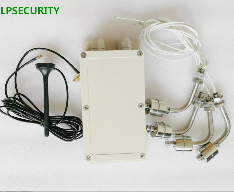 Controle remoto lpsecurity gsm para bomba de rio, módulo de controle remoto para monitoramento de nível de água por bomba de rio com 4 sensores de água