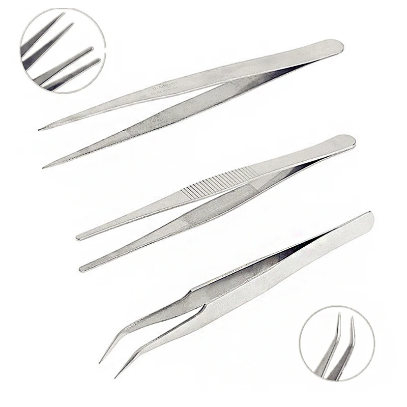 3 pz set di Montaggio In Acciaio Inox anti-static Pinzette di Precisione di Riparazione Tool Set orologiaio Riparazione utensileria DN142 Elettronico
