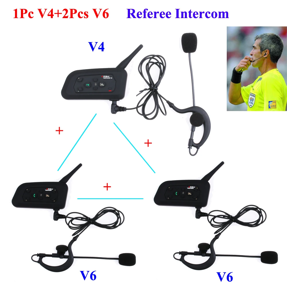 FBIM 양방향 인터콤 액세서리, 축구 심판 코치, 심판 헤드셋, V6 V4, 3 개
