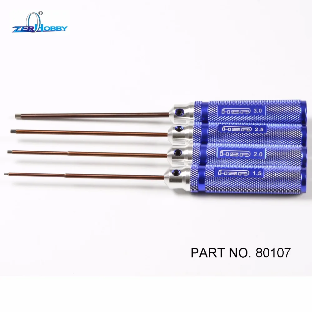 HSP RACING RC CAR TOOL KIT NO. 80107 4PCS PER LOT BLUE METAL HEX KEY SCREW DRIVER 3mm 2.5mm 2mm 1.5mm