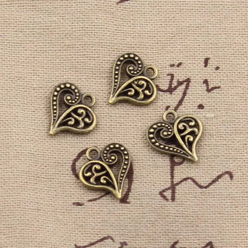 20pcs Charms Hollow Lovely Heart 15x14mm Antique Making Pendant fit,Vintage Tibetan Bronze Silver color,DIY Handmade Jewelry