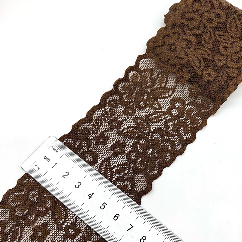 High Quality 1Yards Flower Pattern Elasticity Lace Fabric Ribbon Lace Trim Ribbon Diy Craft Fabric 7CM Width African Fabrics