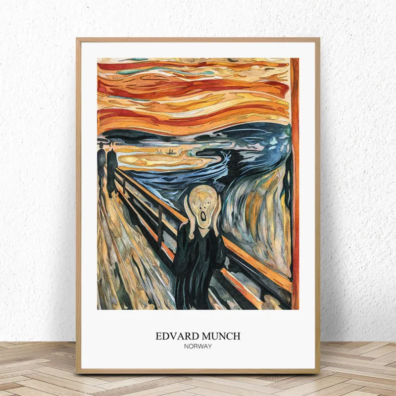 The Scream by Edvard Munch Art Print Poster Canvas Wall Picture Famous Painting for Living Room Home Decorarion