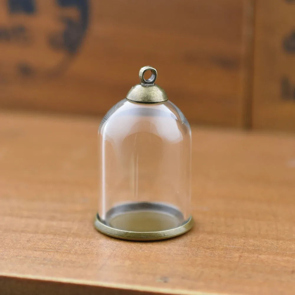 2pcs 25*18mm Hollow Tube Glass Jar Setting Base Beads Cap Glass Pendant Bottle Jewelry Findings Handmade DIY Materials