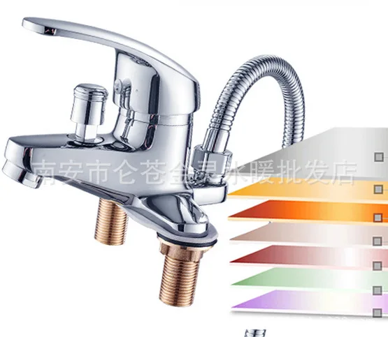 Full-copper double-hole basin hot and cold water faucet , Basin shower faucet wash basin dual-use faucet