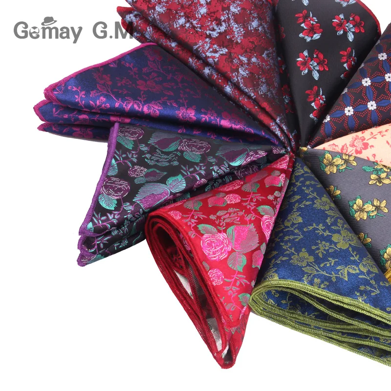 Men Handkerchief Floral Jacquard Pocket Square For Gift Wedding Vintage Hankies for Pocket Towel Suits Chest Towel 25 x 25 cm