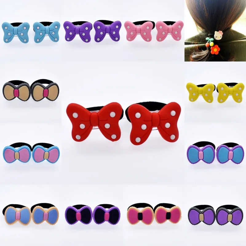 Custom Design 10Pcs/Set Kids Girls Nice Hair Rubber Bands Colorful Bowknot Hair Accessories Souvenir Present Hair Ropes