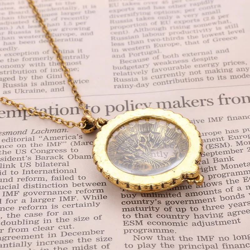 Hollow Magnifying Glass Necklaces Vintage Antique Gold  Necklaces  Pendant For Women Femme Link Chain  12 different styles