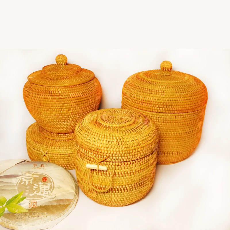 Vietnamese Autumn Rattan Seven-Cake Tea Cans Pu'Er Tea Cake Packaging Box Gift Box Snack Storage Box