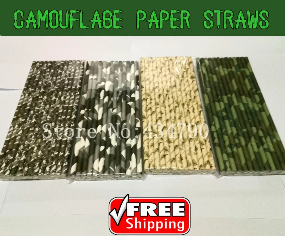 2000 Pcs Pick Styles Camouflage Paper Straws-Camo Patterned Picnic Military Birthday Party Decor Bar,Camping,Wedding,Kids,Bulk