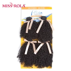Miss Rola 7-8.5Inch Curly Synthetic Weave 1B# Double Weft 4 Bundles Deal 200g/Pack Full Head Kanekalon Hair Extensions