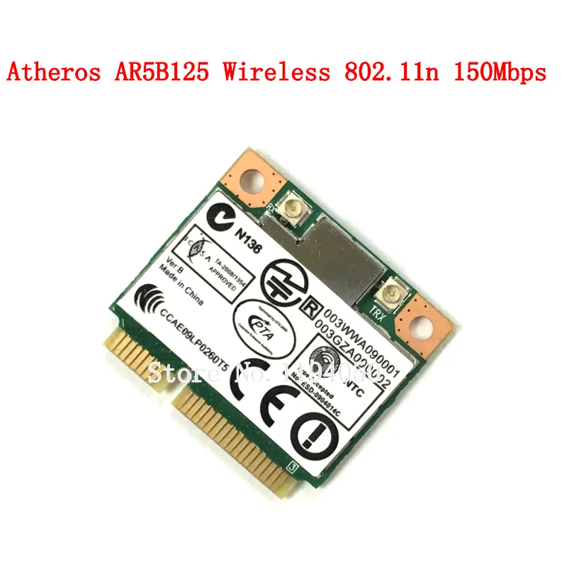 Atheros AR5B125 wireless 802.11n 150Mbps Wifi CARD half mini PCI-E CARD For dell card miniPCIe