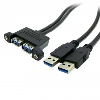 Combo Two USB 3.0 Male to Female Extension Cable 50 Cm with Screw Panel Mount Holes Computer Peripheral Accessories