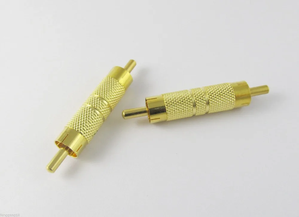 

10pcs RCA Phono Male to RCA Male Plug Cable Coupler AV Audio Adapter Convertor Gold