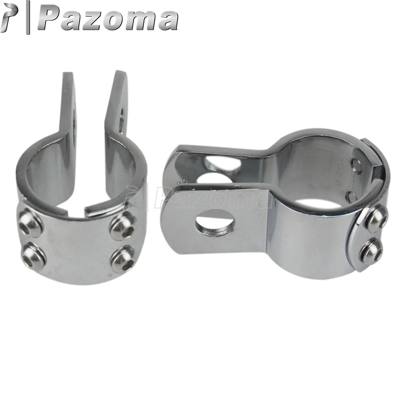 1 Pair Motorcycle Chrome Plated Highway Bar Clamps Universal Engine Guard Footpeg Mount for 1 1/4\