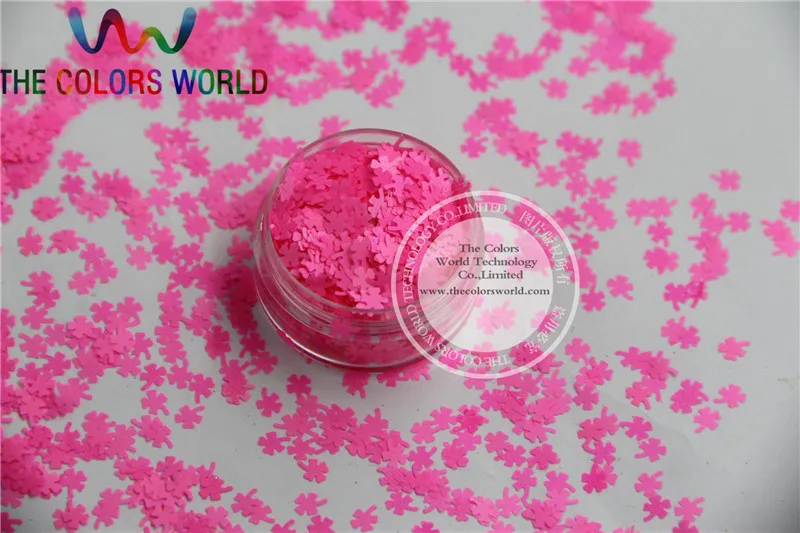 CN-2 Solvent Resistant  Neon Shocking Pink  Color Four-leaf Clover Shape Glitter  for Nail Polish and DIY decoration 1Pack =50g