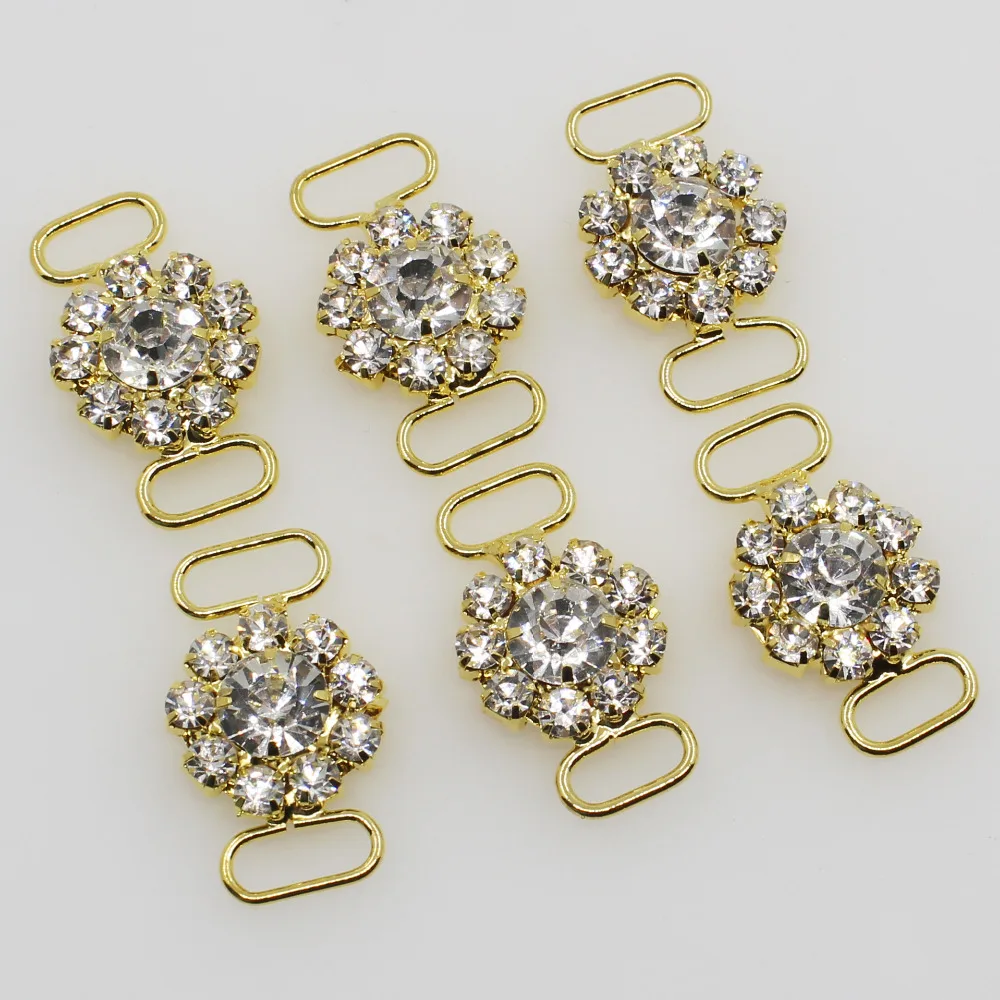 New 10pcs shiny Crystal gold Rhinestone Bikini Swimwear Connectors/ Buckle Metal Chain Swimwearr bag buckle shoes chain decorate