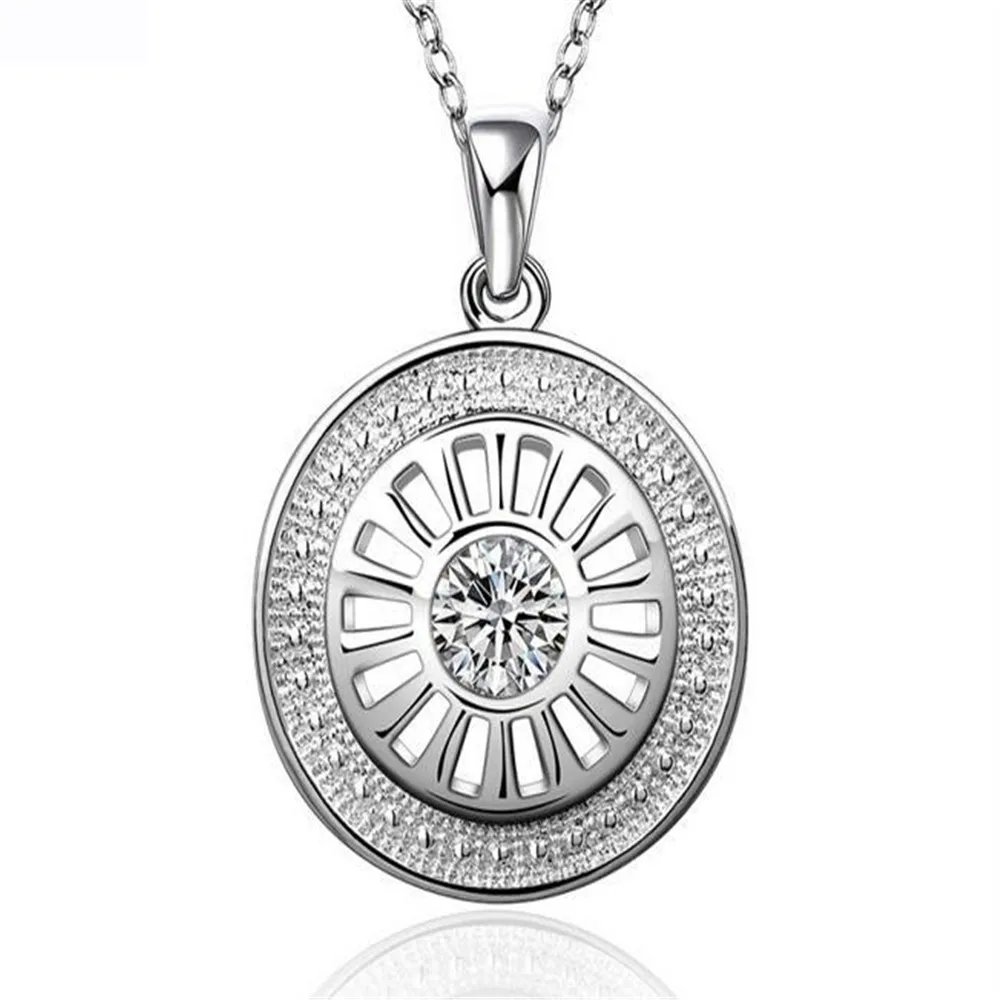 Italy High quality circels cz zircon jewelry silver 925 pendants necklace with 45cm chains for women drop ship wholesalers