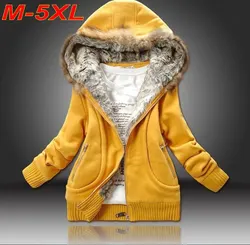 5XL Wholesale Winter Coat Sweatshirt Hoodies Fur Hooded Outwear Women Clothing Cardigans Thick Coat Jacket C5410