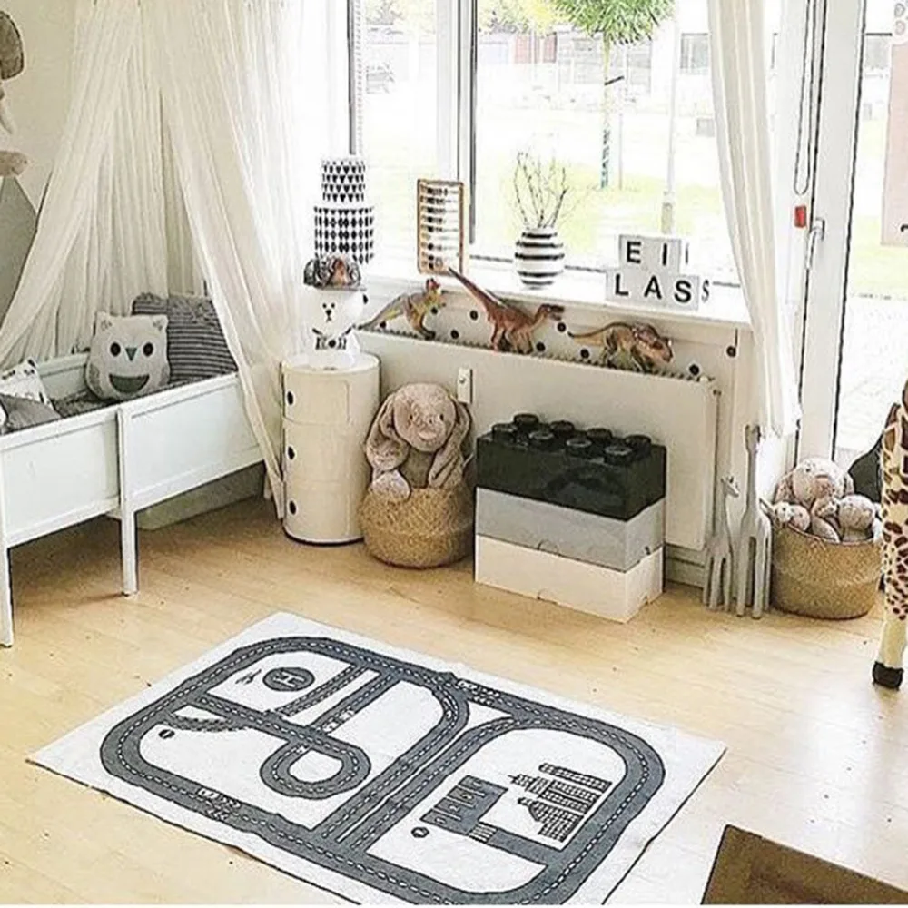 Baby Play Mat Soft Crawling Rugs Car Track pattern Puzzles Learning Toy Nordic Style Kids Room Decoration Floor Carpet