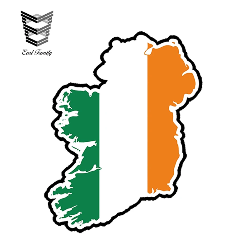 EARLFAMILY 13cm x 10.4cm Car Styling IRELAND EIRE SILHOUETTE FLAG BUMPER DECAL MAP FLAG Car Sticker Waterproof Accessories