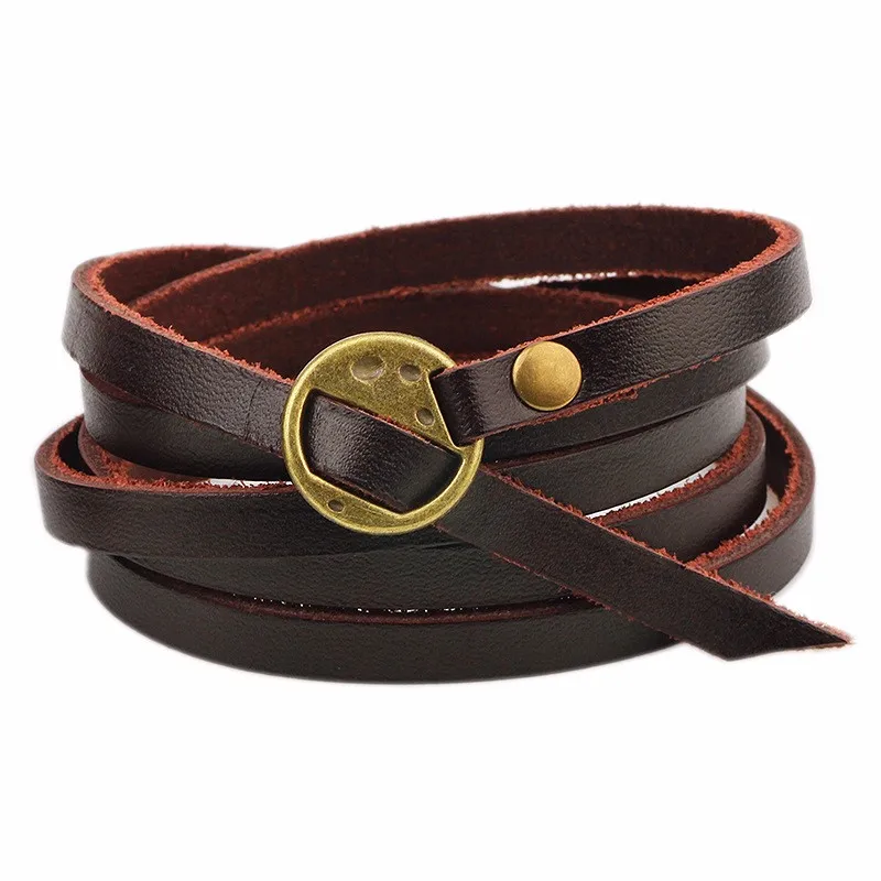 2019 New Fashion Brown Leather Bracelet Homens Pulseira Leisure Retro Multi-layer Bracelet Ladies / Men Charm Style Bracelet