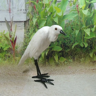 simulation cute white egret 30x28cm model polyethylene&furs bird model home decoration props ,model gift d670