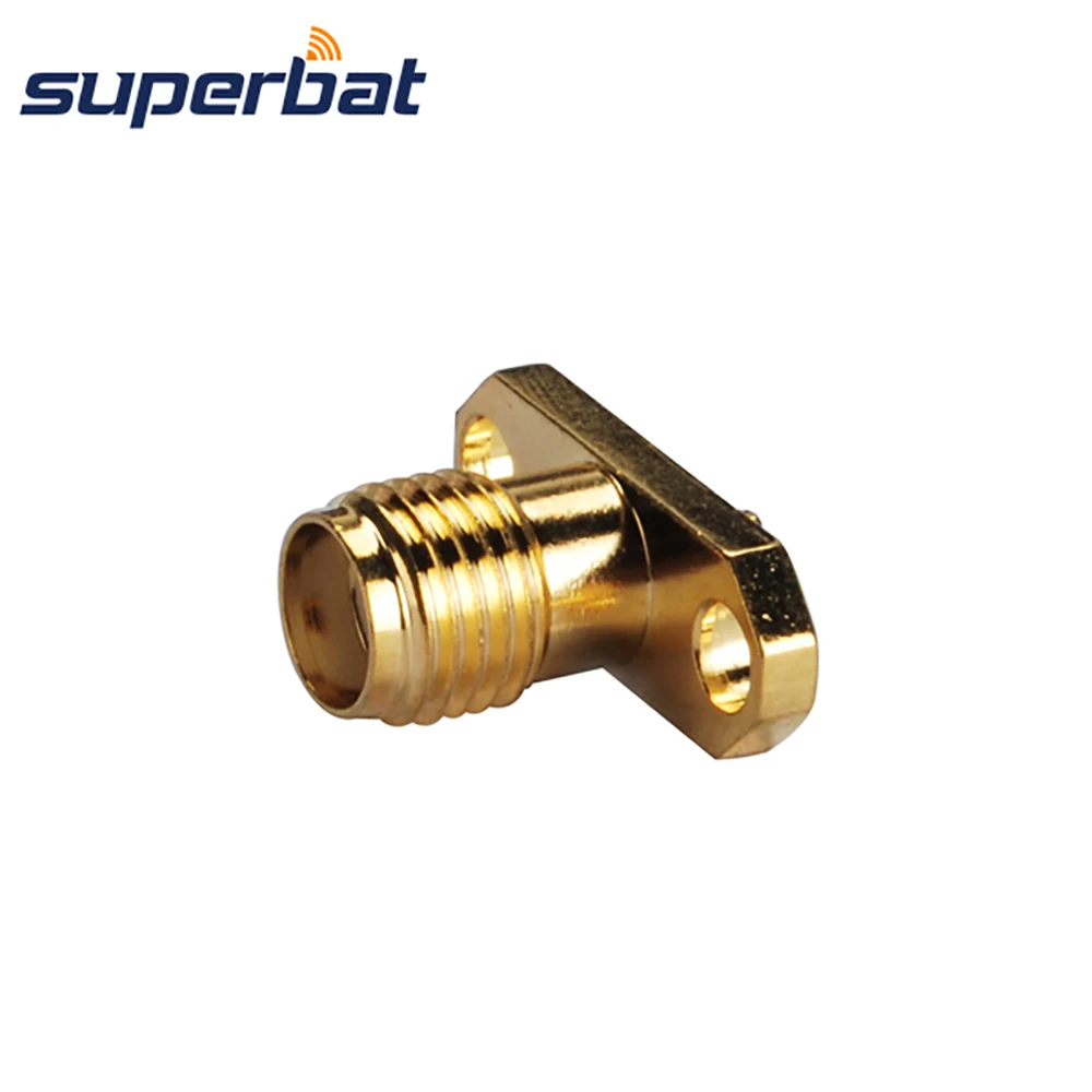 Superbat-Painel Fêmea Mount Flange com terminal de solda Post, RF Coaxial Connector, SMA 2 Buraco