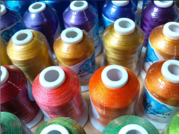 free shipping+61brother colors polyester  +5 colors glow at dark thread /kit 1000m mini cone high home machine embroidery thread