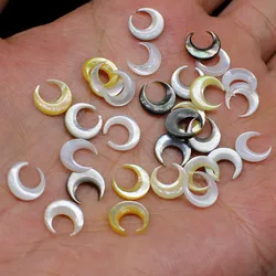 8/10mm Moon Shape White/Pink/Yellow/Black Natural Mother Pearl Shell Beads For Women Diy Earrings Jewelry Accessories Making