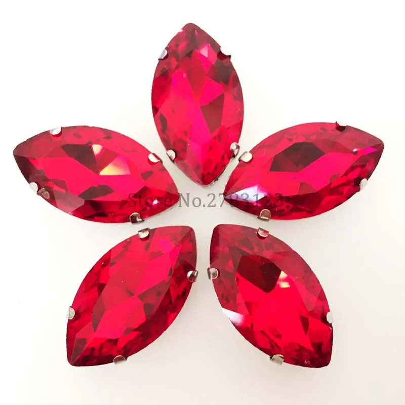 All size red color AAA Glass Crystal Hand sewing on stones,Silver bottom rhinestones DIY for Dress