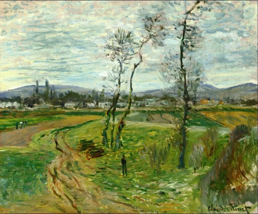 High quality Oil painting Canvas Reproductions Gennevilliers Plain (1877)  By Claude Monet hand painted