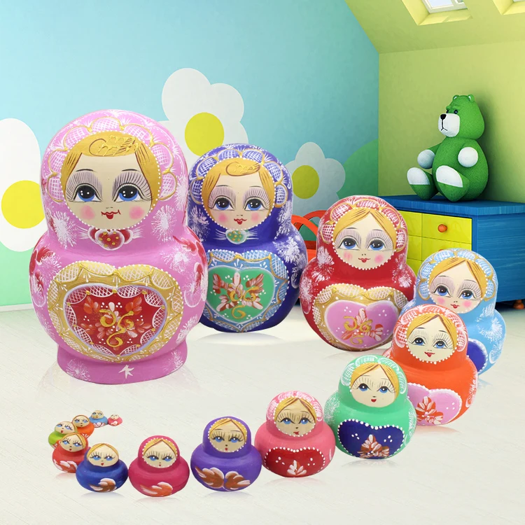 15pcs/set Russian Wooden Dolls 15 Layer Dry Basswood Handmade Matryoshka Doll Nesting Toys Kid Gift Nesting Toys