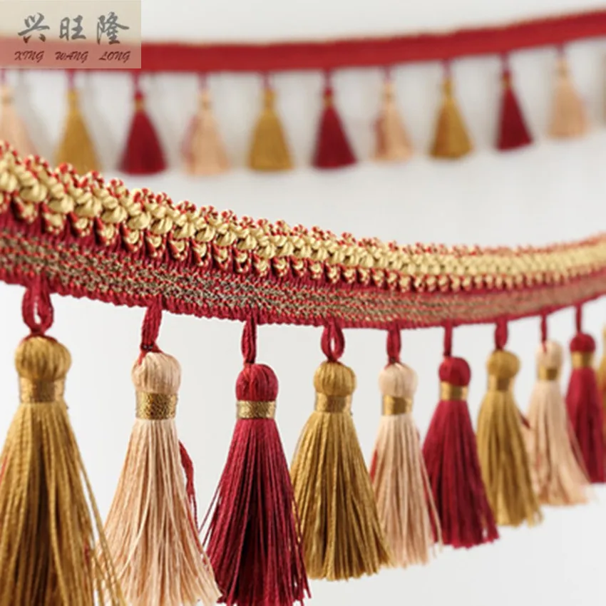 

XWL New High Quality 12M/lot 7cm Wide Curtain Lace Accessories Drapery Tassel Fringes Trim Ribbon DIY Sewing Home Decor Fabrics