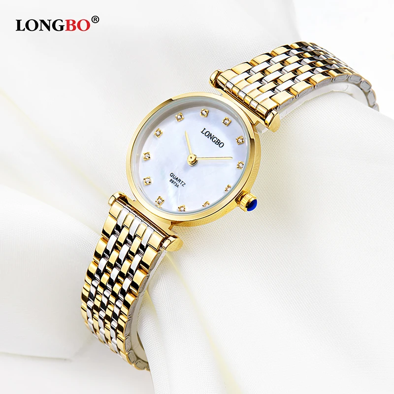 แฟชั่น Longbo Luxuary นาฬิกาธุรกิจคลาสสิกผู้ชายสไตล์กันน้ำนาฬิกาผู้หญิงนาฬิกา Charms Analog นาฬิกาข้อมือฟรี Bo