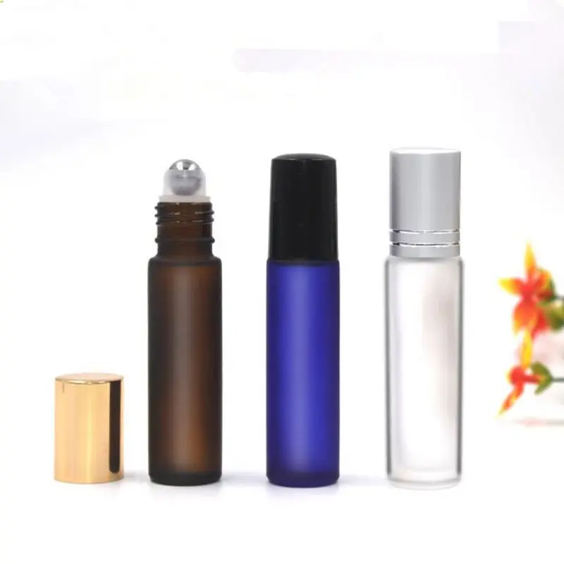 10ml Frosted Thick Glass Roll On Essential Oil Empty Perfume Sample Bottle 10cc Stainless Steel Roller Ball F20171382