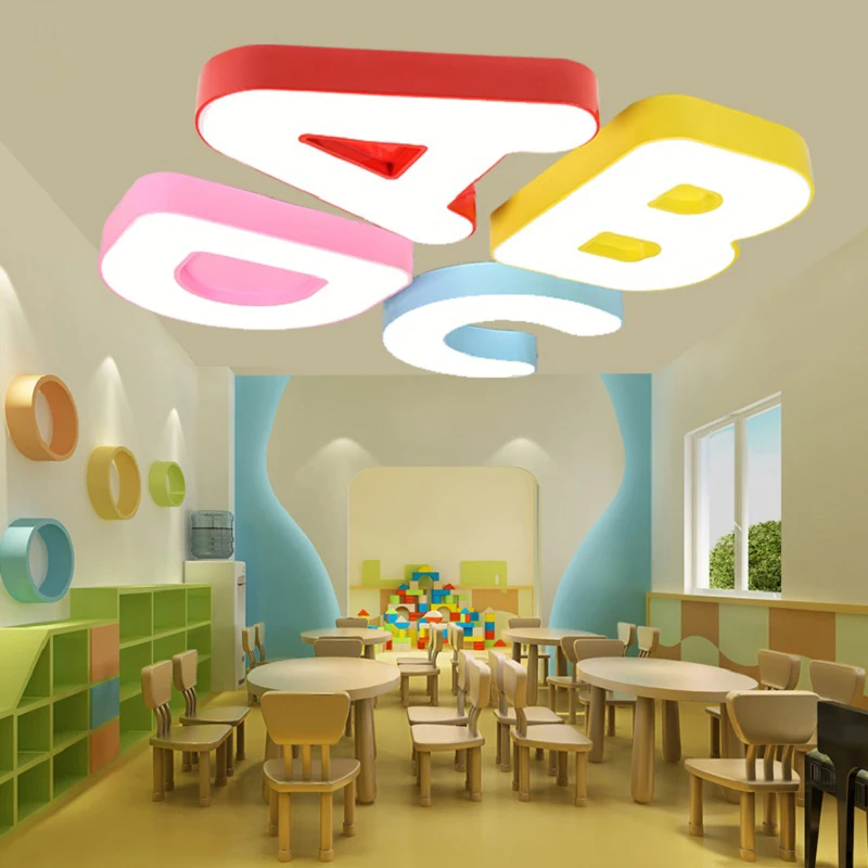 Kindergarten Early Education Center Classroom Cartoon LED Ceiling Lights Creative Letters Study Lamp Children Room Surface Mount