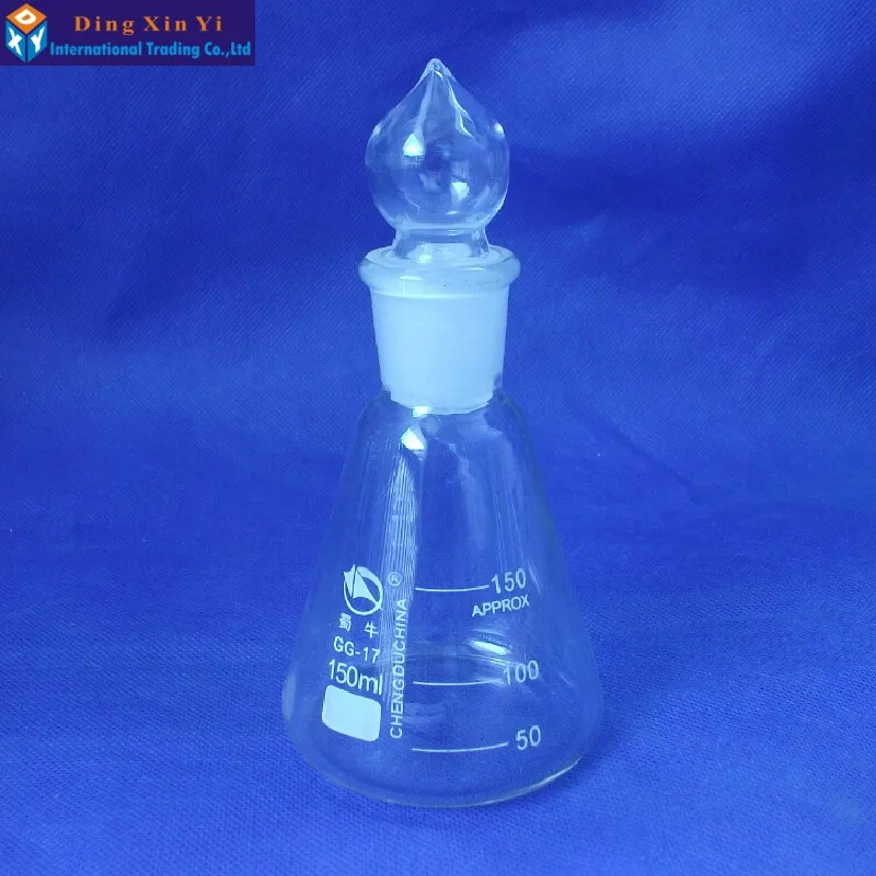 (4pieces/lot)150ml Conical flask with stopper, Conical flask,with ground-in glass stopper Boro 3.3 glass, high quality