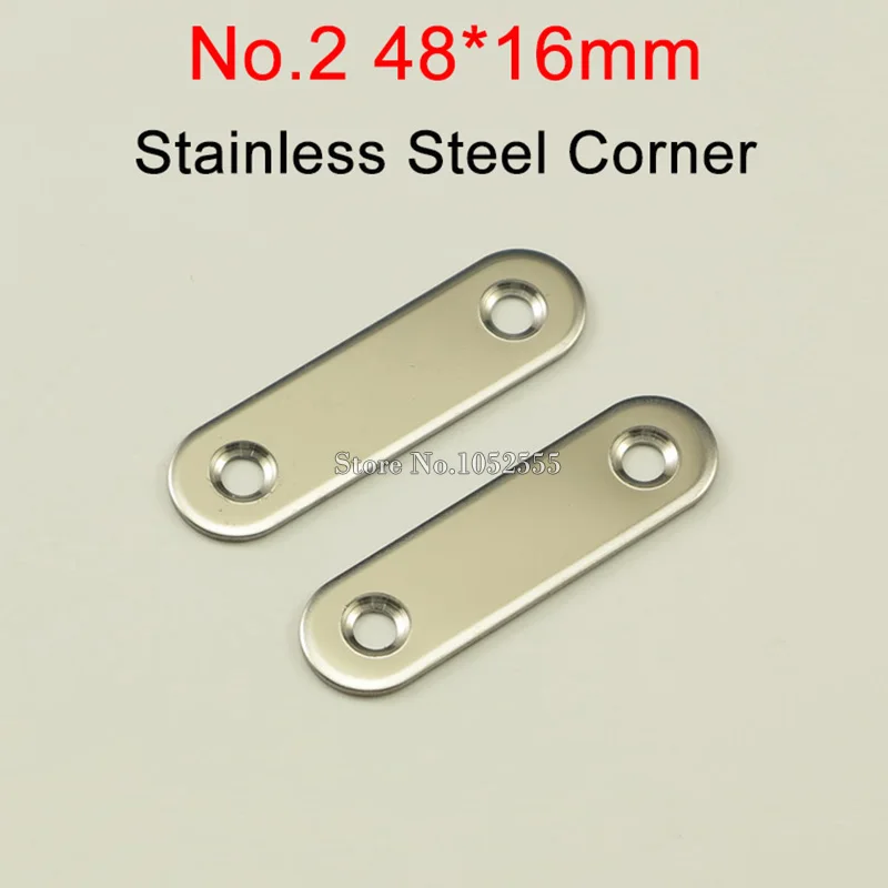 HOT 500PCS Stainless Steel Straight Corner Brackets 48*16mm Metal Furniture Frame Board Shelf Support Protector Connectors